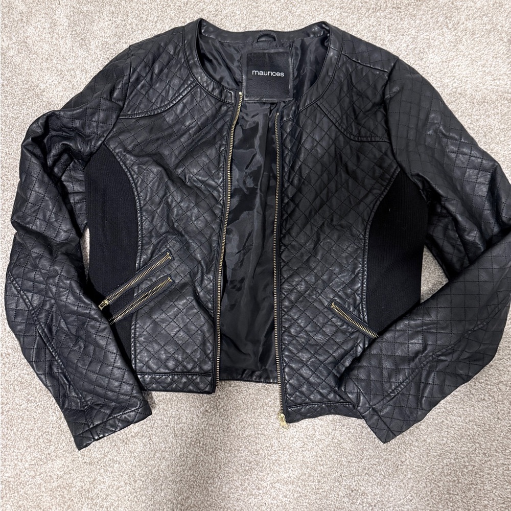 Quilted Black Faux Leather Jacket